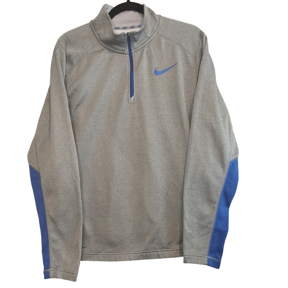 Nike Other - Nike Therma Dri Fit Gray Blue Long Sleeve 1/4 Zip Pullover Athletic Shirt Mens M
